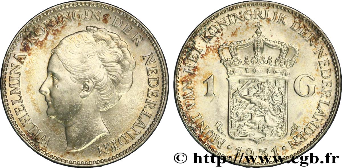 PAíSES BAJOS 1 Gulden Wilhelmina 1931  EBC 