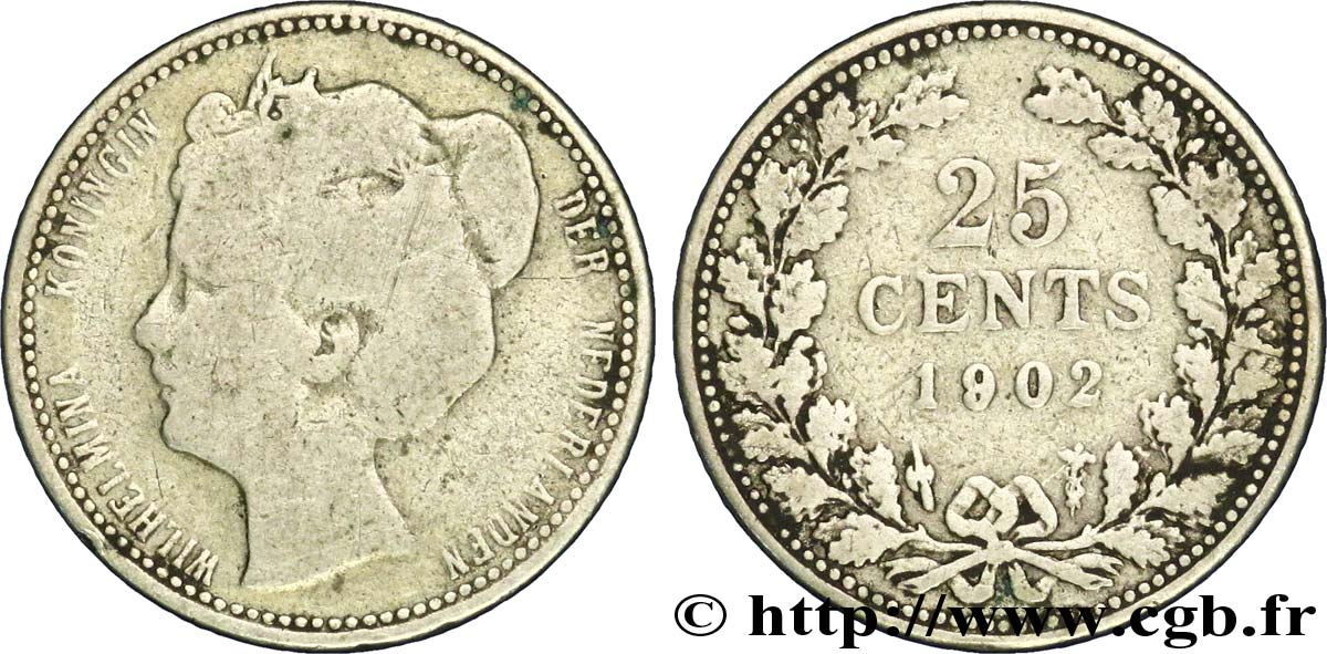 PAíSES BAJOS 25 Cents Wilhelmine 1901 Utrecht BC 
