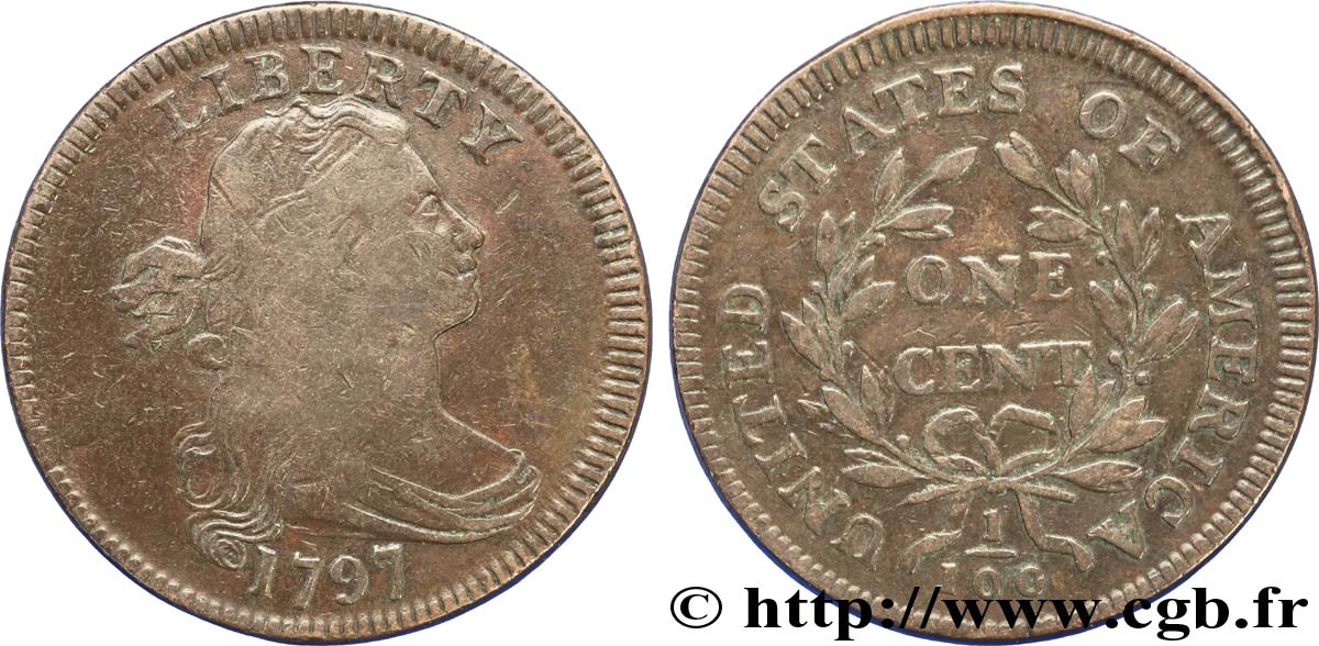VEREINIGTE STAATEN VON AMERIKA 1 Cent type au buste drapé 1797 1797  S 