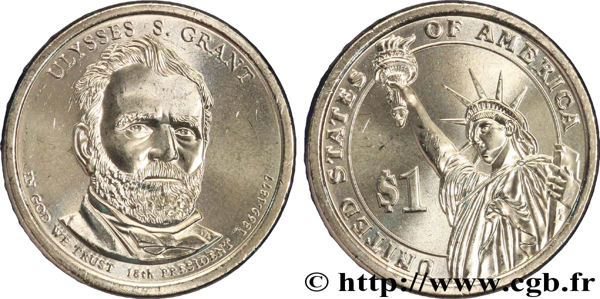 UNITED STATES OF AMERICA 1 Dollar Présidentiel Ulysse S. Grant tranche B 2011 Denver MS 