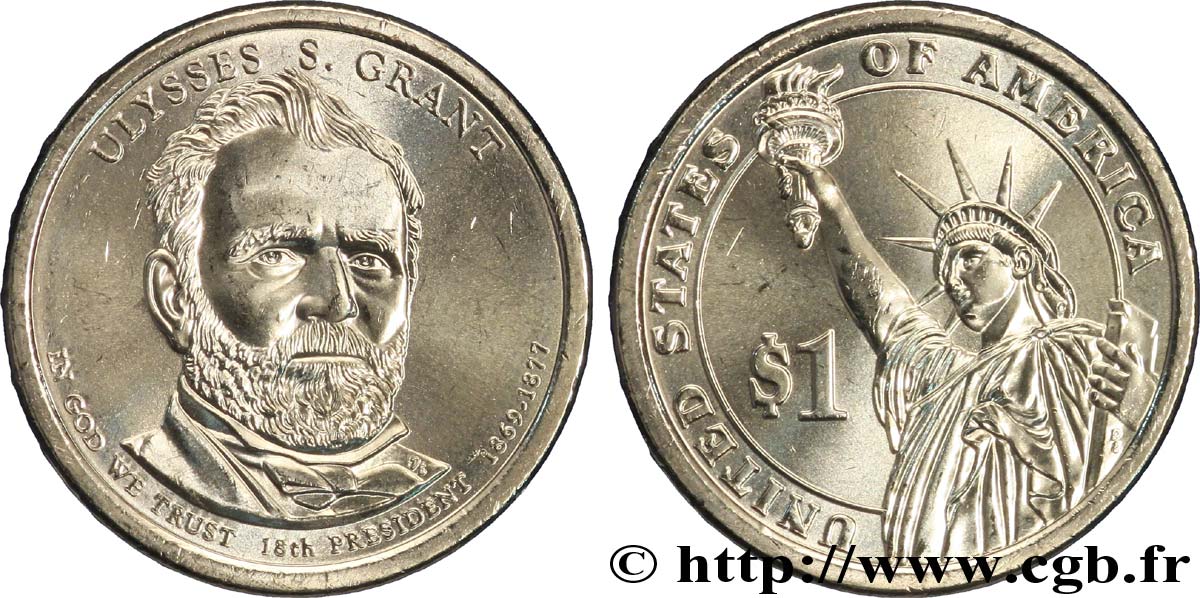 ÉTATS-UNIS D AMÉRIQUE 1 Dollar Présidentiel Ulysse S. Grant / statue de la liberté type tranche A 2011 Philadelphie - P SPL 
