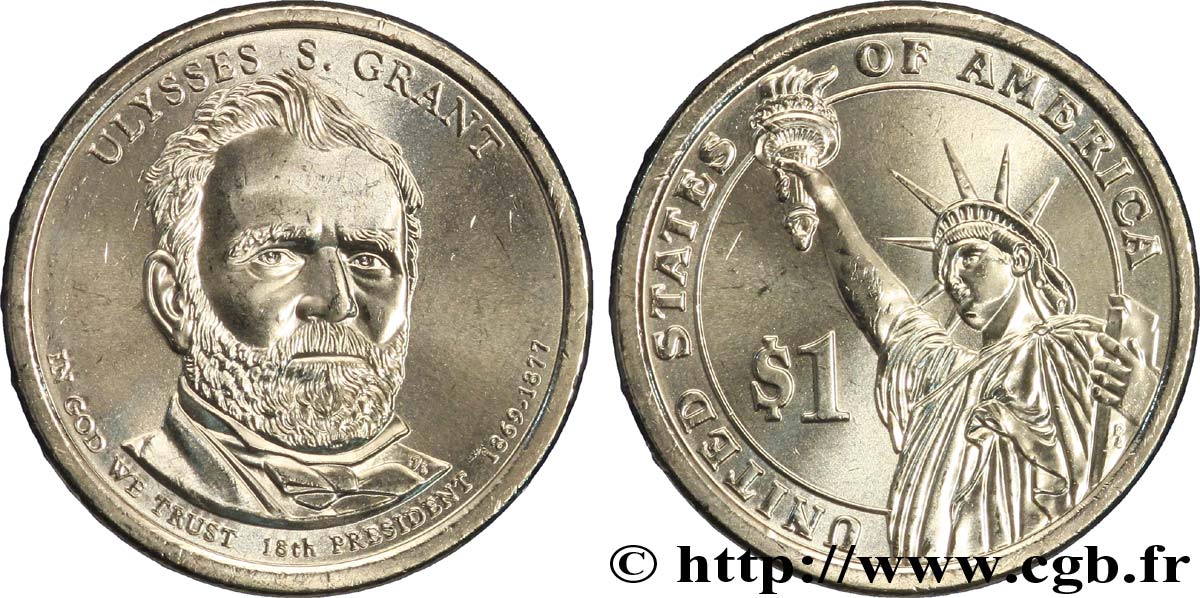 ÉTATS-UNIS D AMÉRIQUE 1 Dollar Présidentiel Ulysse S. Grant tranche B 2011 Philadelphie SPL 