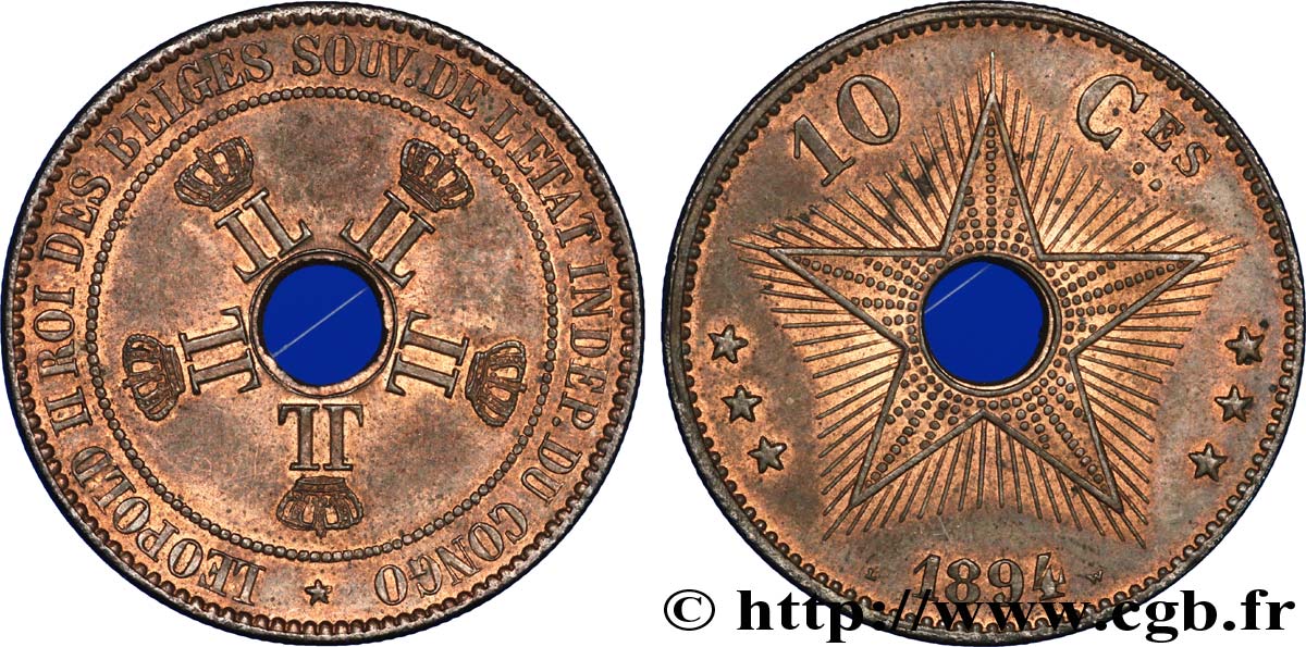 CONGO FREE STATE 10 Centimes 1894  AU 