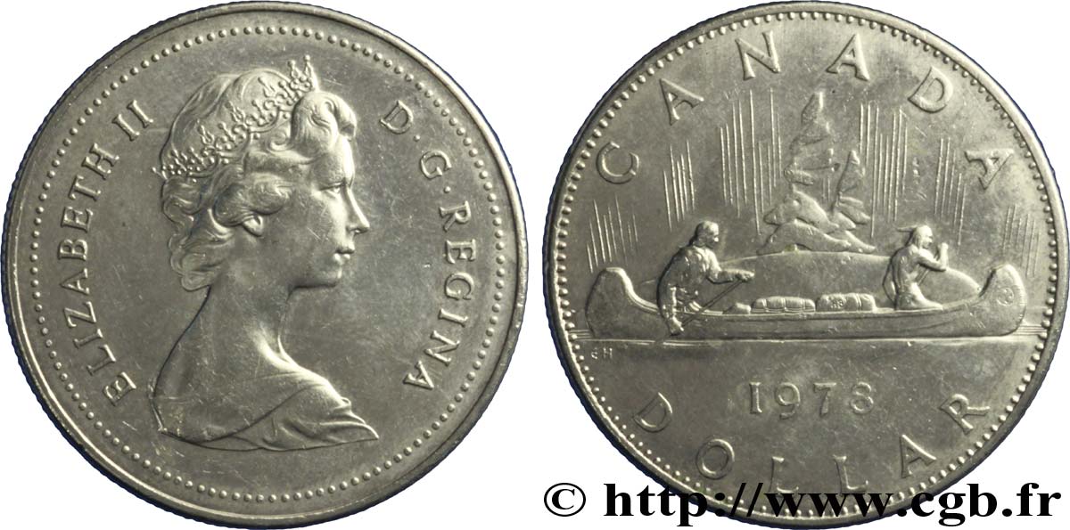 CANADá
 1 Dollar Elisabeth II / indiens et canoe 1978  EBC 
