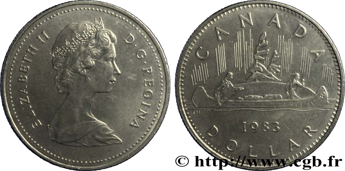 CANADA 1 Dollar Elisabeth II / indiens et canoe 1983  AU 
