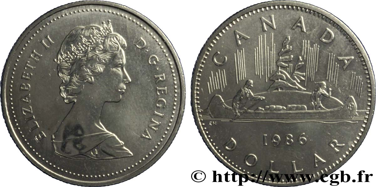CANADA 1 Dollar Elisabeth II / indiens et canoe 1986  AU 