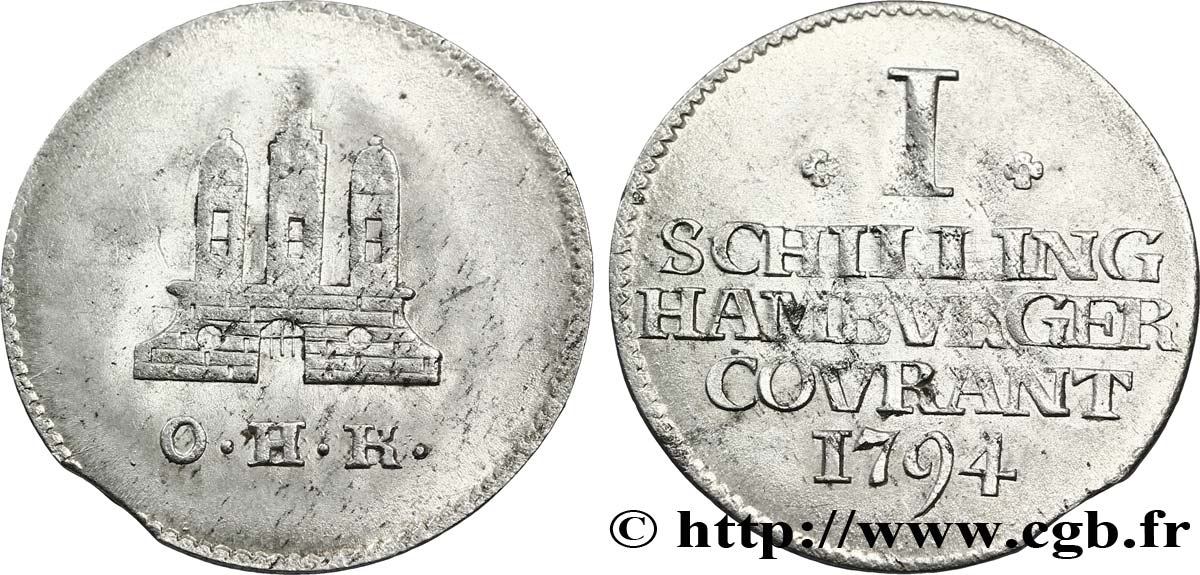 ALEMANIA - CIUDAD LIBRE DE HAMBURGO 1 Schilling Hambourg 1794  EBC 