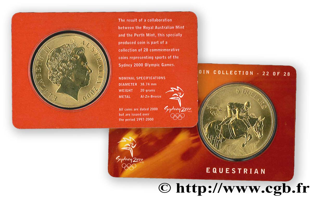 AUSTRALIEN 5 Dollars Jeux Olympiques de Sydney : équitation 2000  ST 