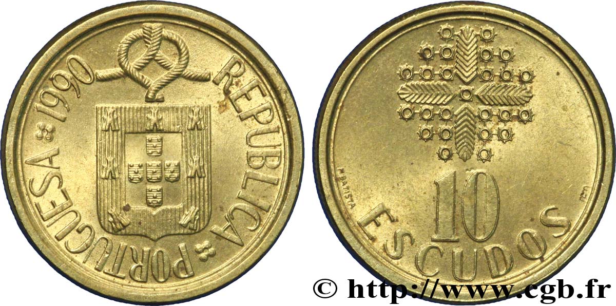 PORTUGAL 10 Escudos emblème 1990  EBC 