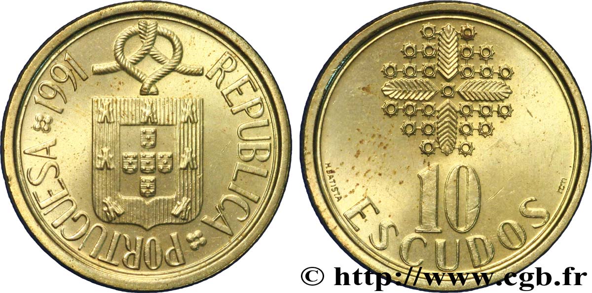 PORTUGAL 10 Escudos emblème 1991  EBC 