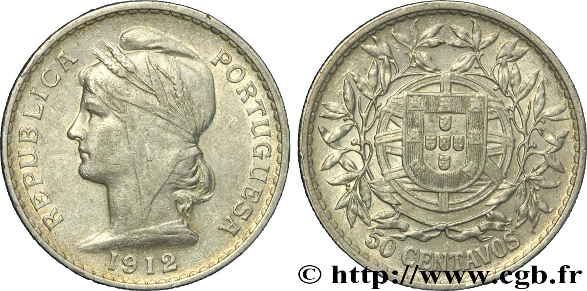 PORTUGAL 50 Centavos 1912  AU 