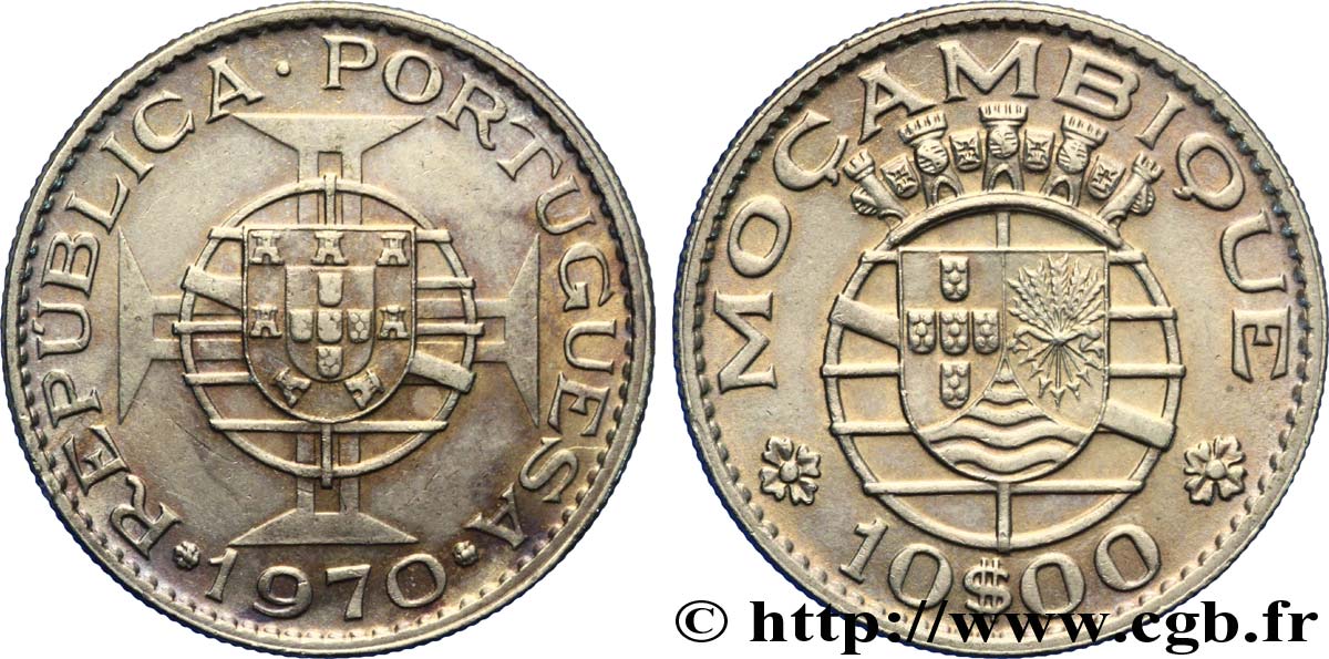 MOZAMBIQUE 10 Escudos colonie portugaise du Mozambique 1970  EBC 