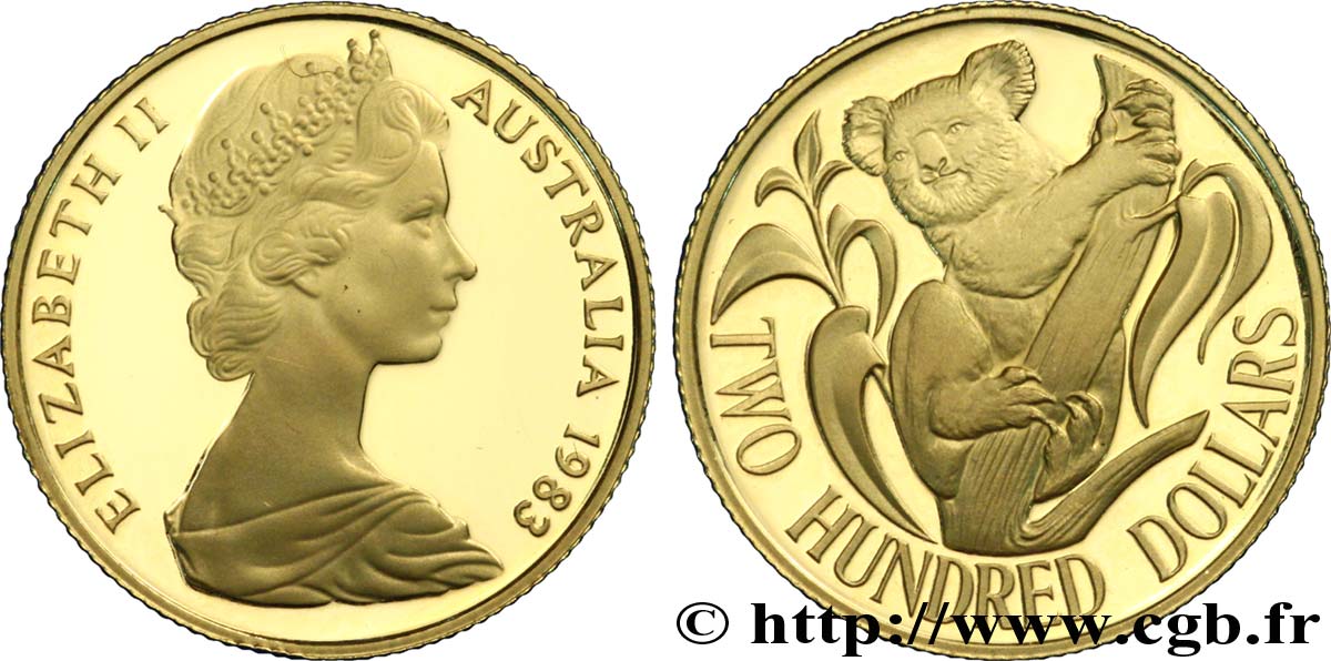 AUSTRALIEN 200 Dollars Elisabeth II / koala 1983  fST 