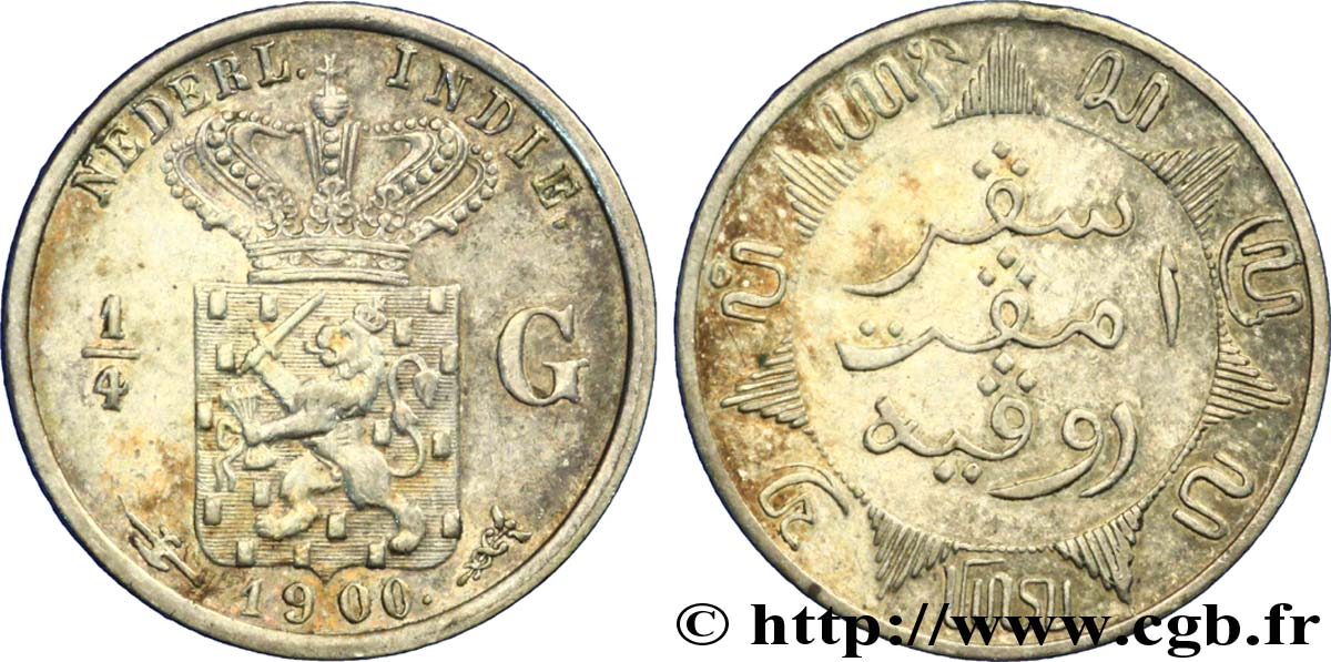 NIEDERLÄNDISCH-INDIEN 1/4 Gulden 1900 Utrecht VZ 