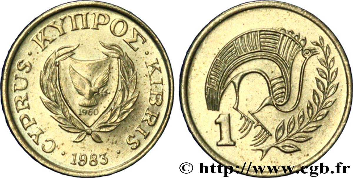 ZYPERN 1 Cent oiseau stylisé 1983  fST 