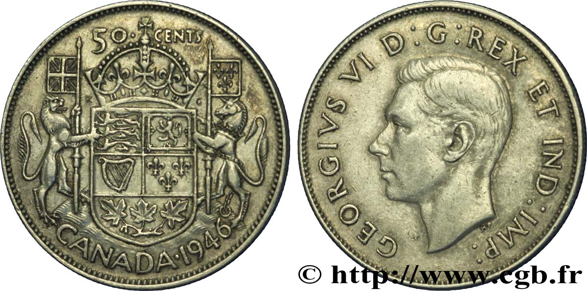 CANADA 50 Cents Georges VI 1946  AU 