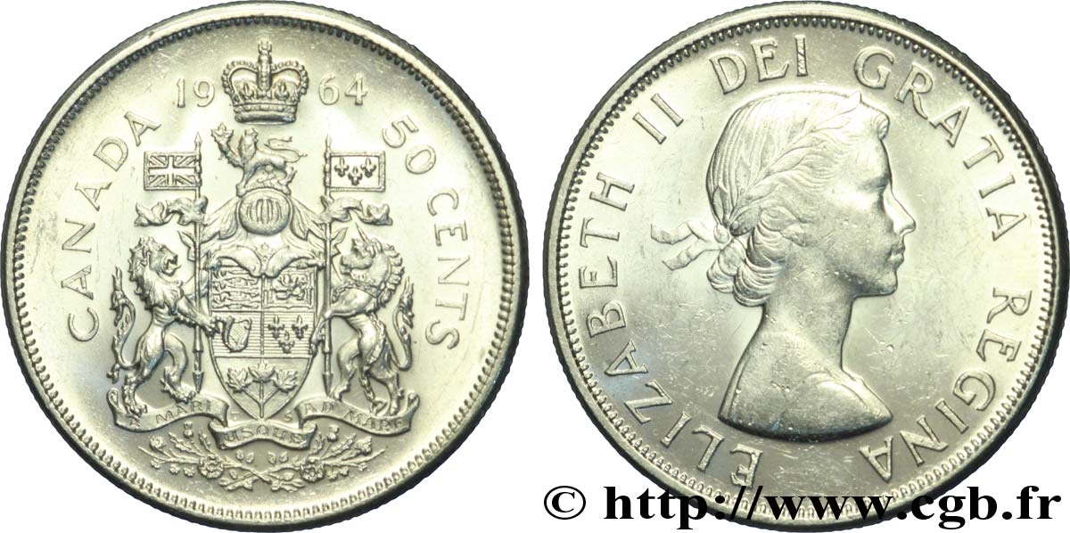CANADA 50 Cents Elisabeth II 1964  AU 