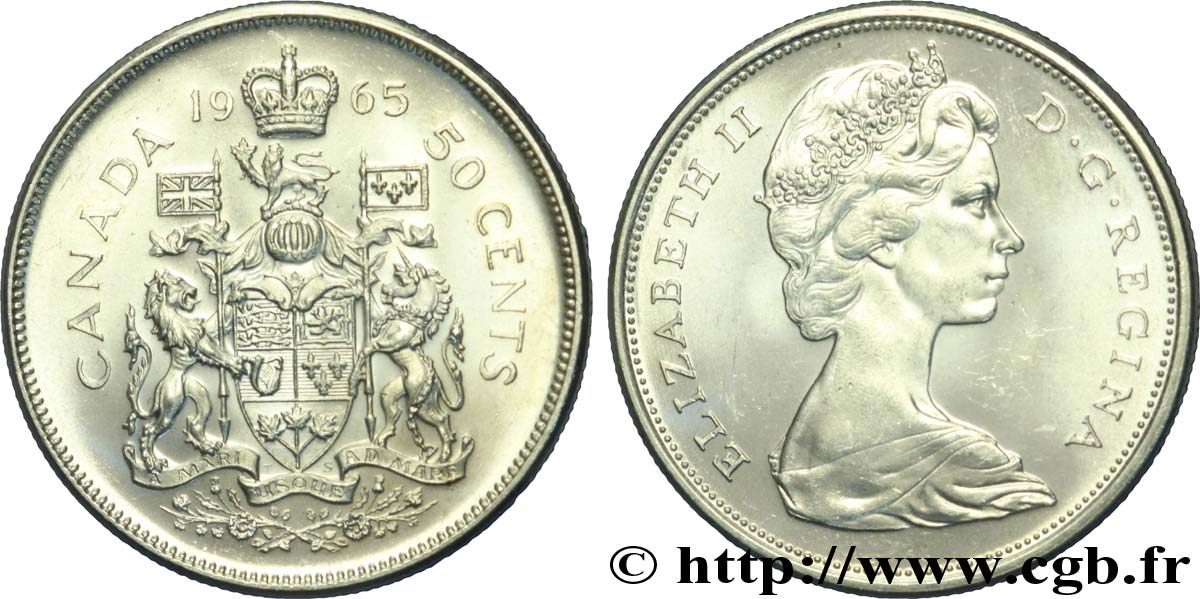 KANADA 50 Cents Elisabeth II 1965  fST 