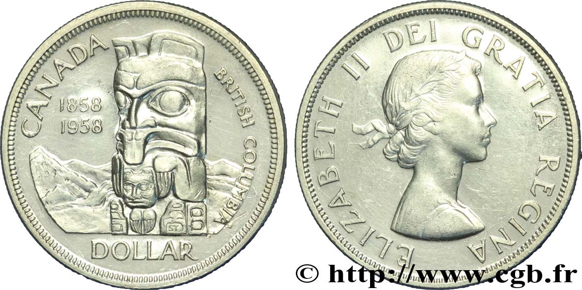 KANADA 1 Dollar Elisabeth II / Colombie Britannique 1958  VZ 