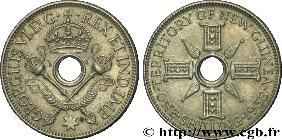 NUEVA GUINEA 1 Shilling frappe au nom de Georges V 1938  EBC 