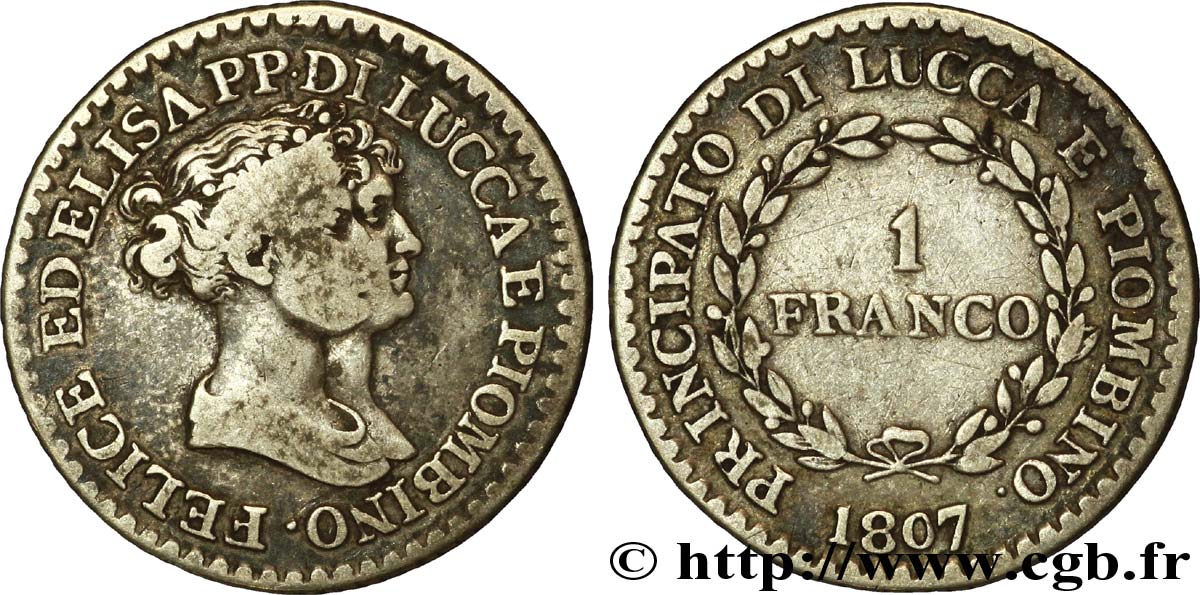 ITALY - LUCCA AND PIOMBINO 1 Franco Félix et Elise Bacciochi 1807 Florence VF 