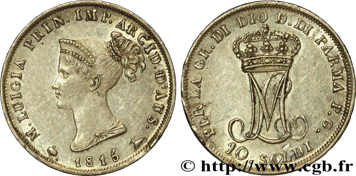 ITALY - PARMA AND PIACENZA 10 Soldi Marie-Louise 1815 Milan AU 