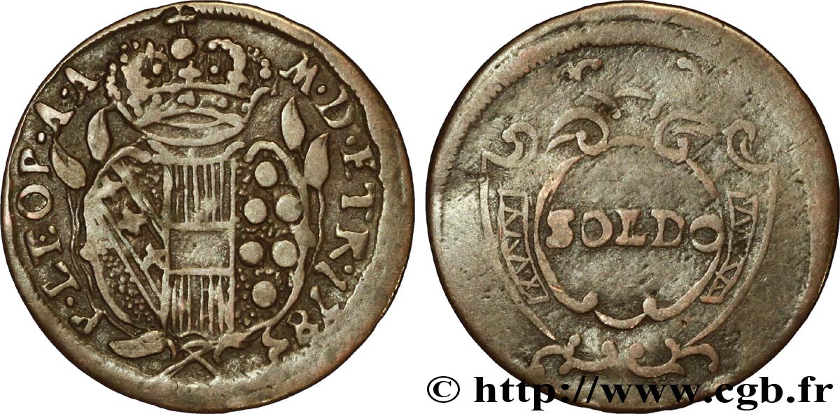 ITALIA - TOSCANA 3 Quattrini au nom du Grand-Duc Léopold : armes 1785 Florence BC 