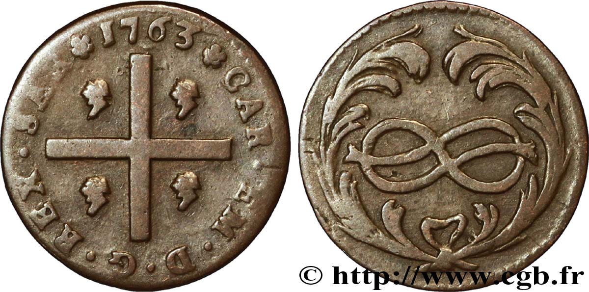 ITALY - KINGDOM OF SARDINIA 1 Cagliarese frappe au nom de Charles Emmanuel III 1763 Turin VF 