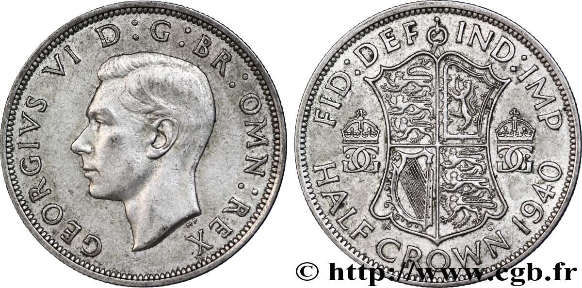 REINO UNIDO 1/2 Crown Georges VI 1940  MBC+ 