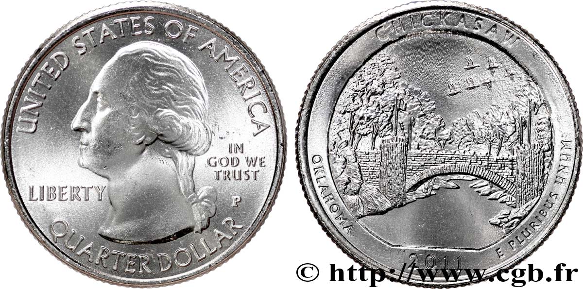 UNITED STATES OF AMERICA 1/4 Dollar Chickasaw National Recreation Area 2011 Philadelphie MS 