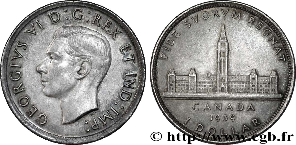 CANADA 1 Dollar Georges VI / visite royale au parlement 1939  TTB+ 