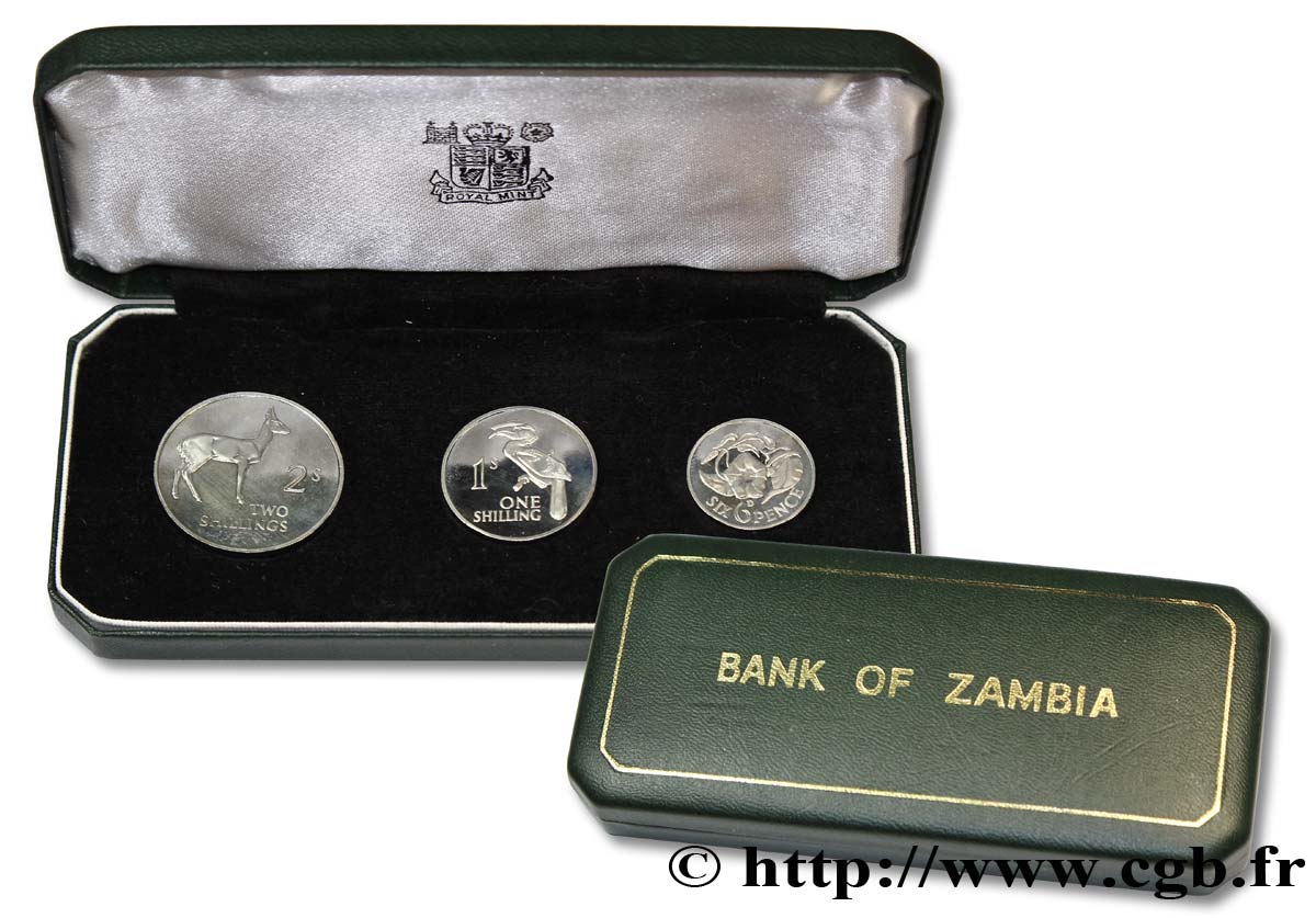 ZAMBIA Série FDC 3 monnaies 1964  MS 
