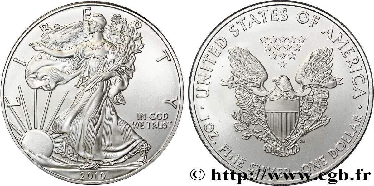 UNITED STATES OF AMERICA 1 Dollar type Liberty Silver Eagle 2010 West Point MS 