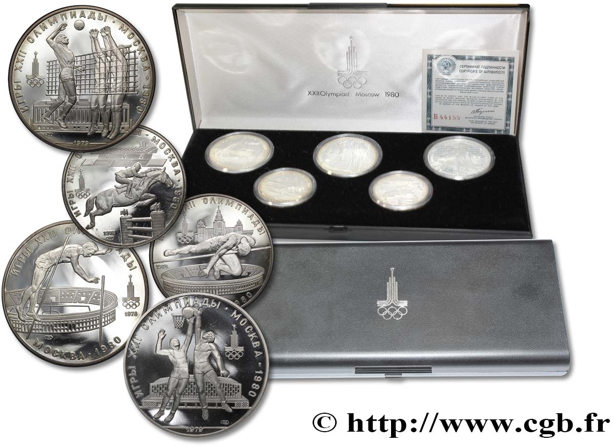 RUSSLAND - UdSSR Coffret 5 Monnaies Proof Jeux Olympiques de Moscou 1980  ST 