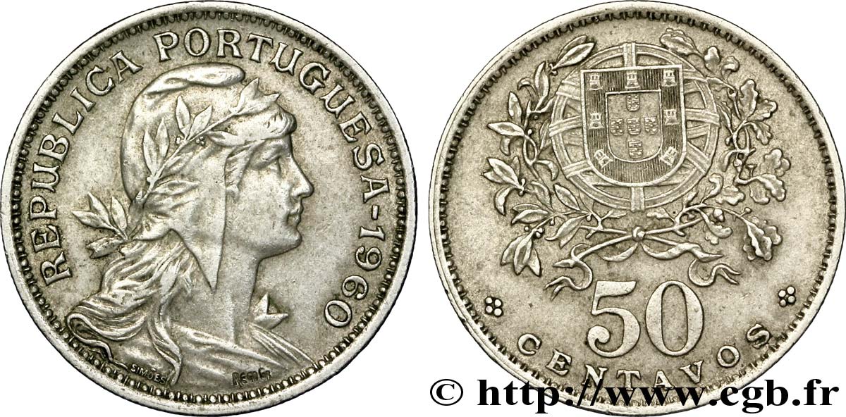 PORTUGAL 50 Centavos 1960  EBC 