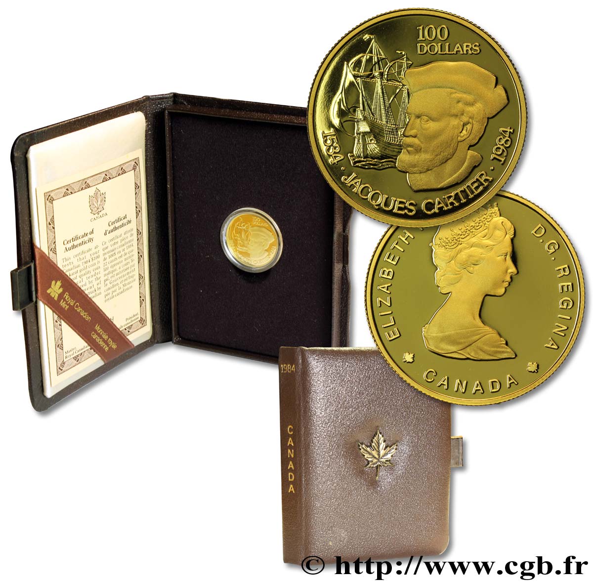 KANADA 100 Dollars or 450e anniversaire de la découverte du Canada par Jacques Cartier 1984  ST 
