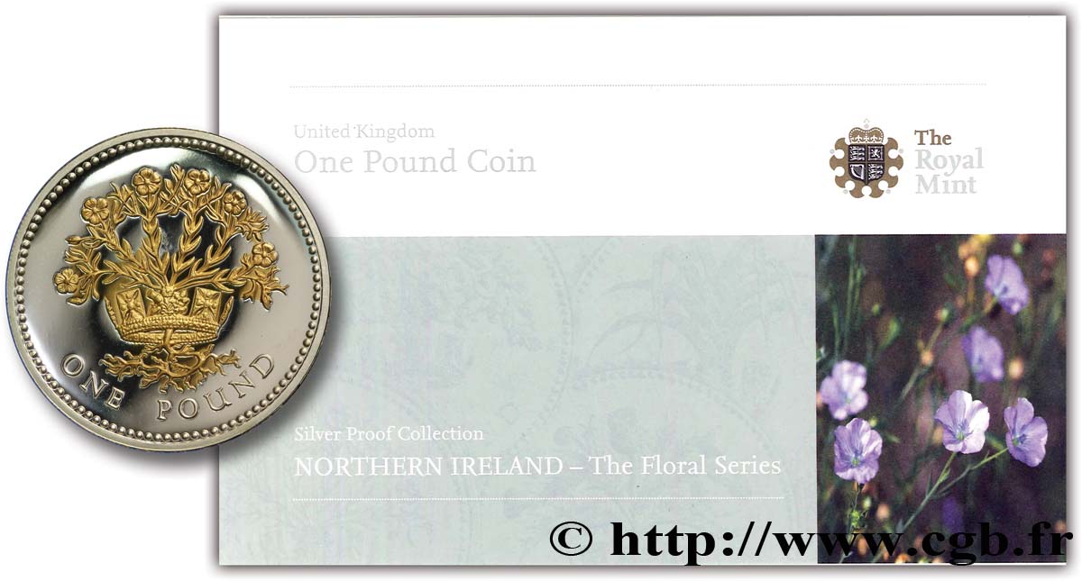 UNITED KINGDOM 1 Livre BE Elisabeth II / fleurs de lin, Irlande du Nord 2008  MS 
