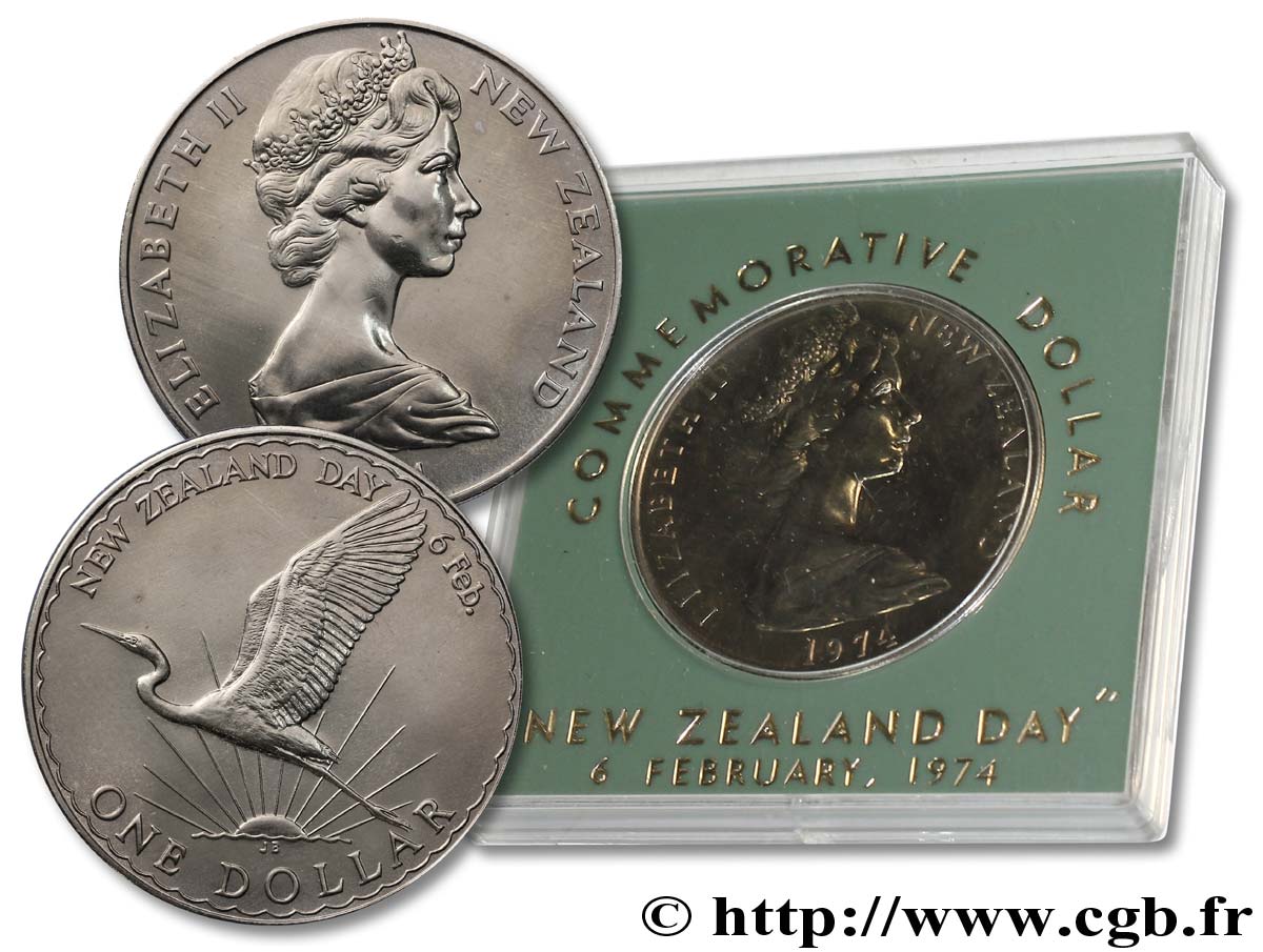 NEUSEELAND
 1 Dollar Elisabeth II / grande égrette 1974  ST 