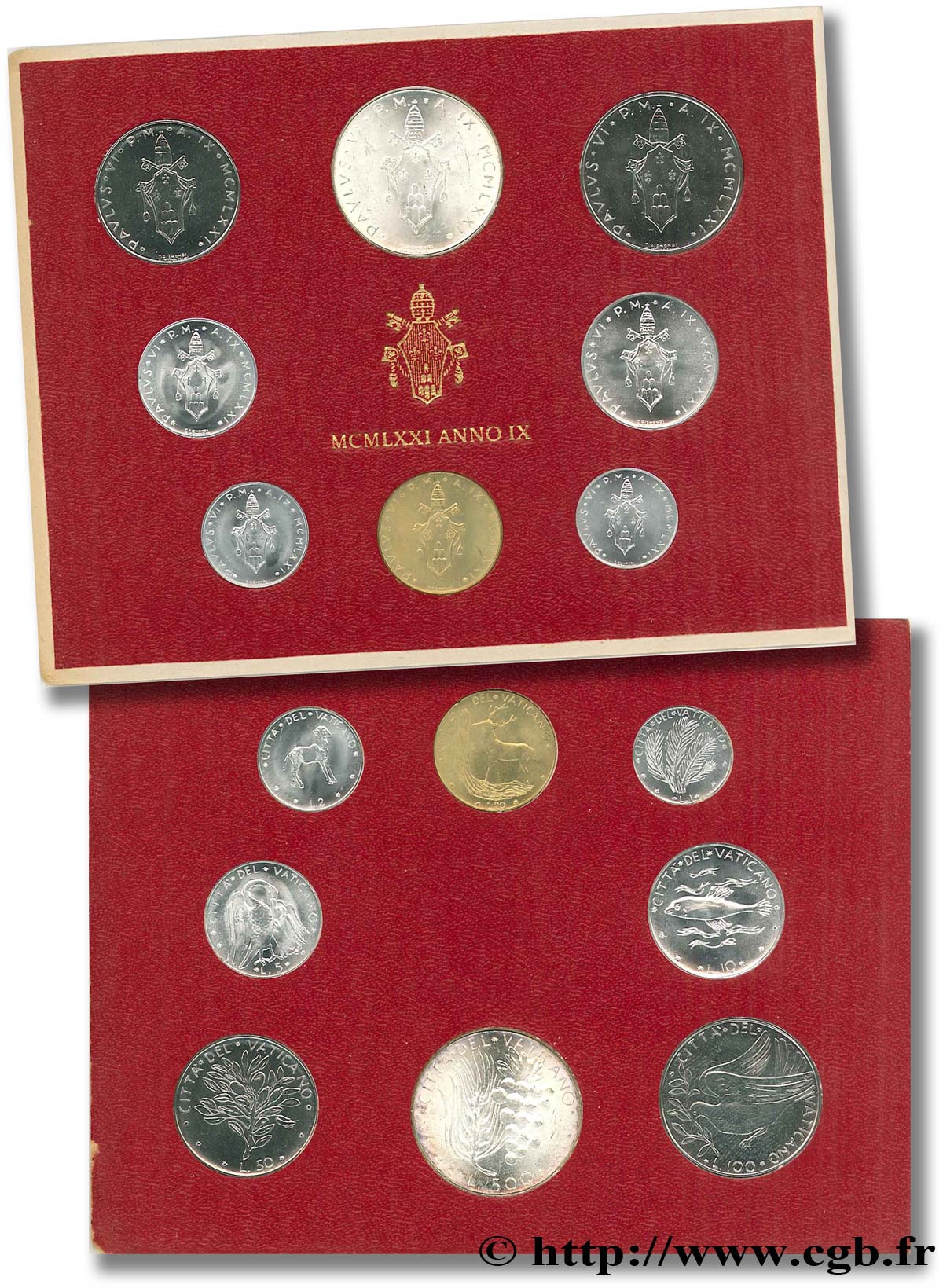 VATICANO E STATO PONTIFICIO Série 8 monnaies Paul VI an IX 1971 Rome FDC 