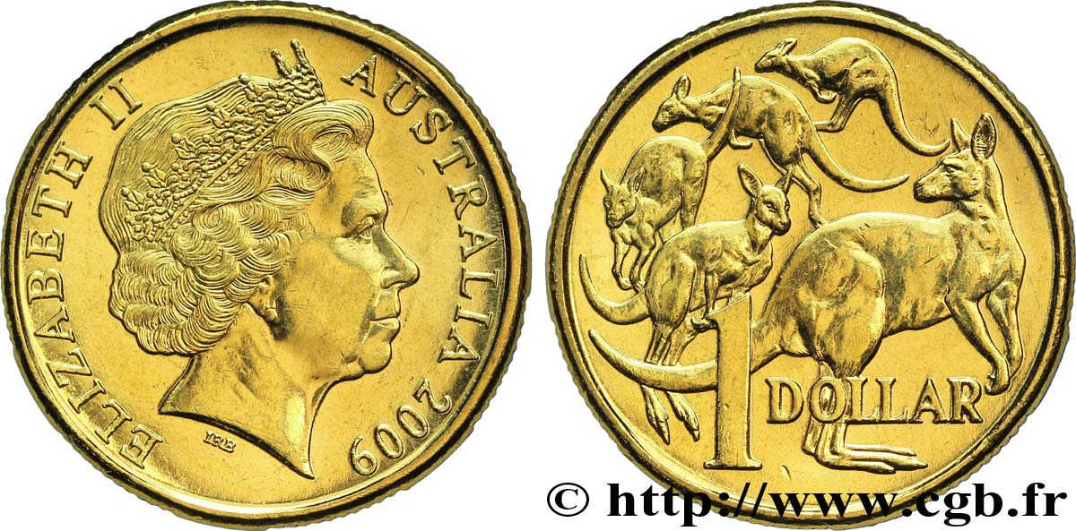 AUSTRALIEN 1 Dollar Elisabeth II / 5 kangourous 2009  fST 