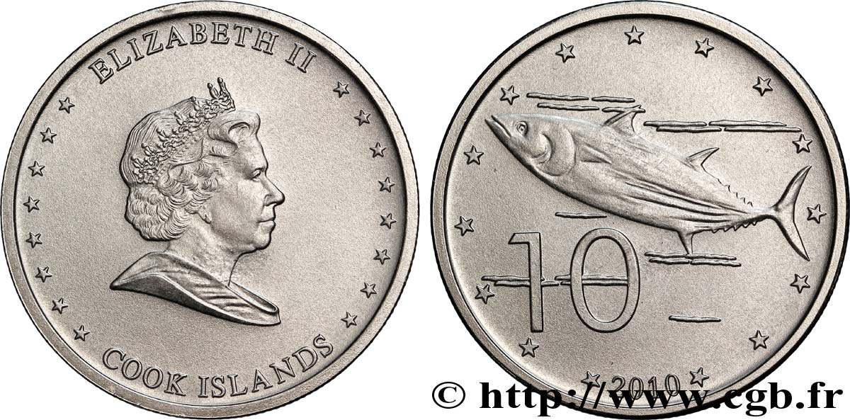 COOK ISLANDS 10 Cents Elisabeth II / thon 2010  MS 