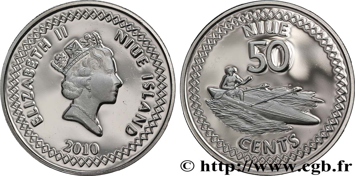 NIUE 50 Cents Elisabeth II / pirogue 2010  MS 