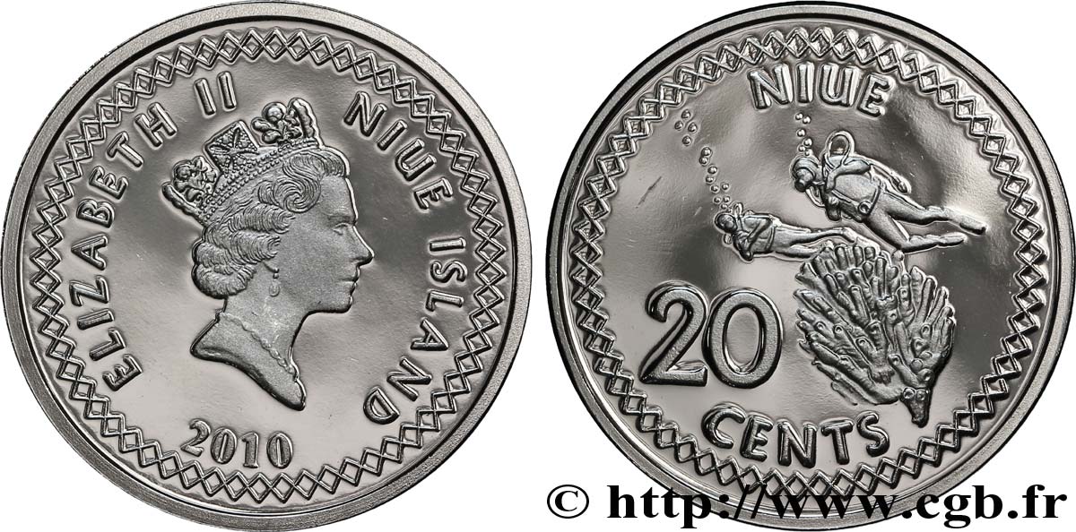 NIUE 20 Cents Elisabeth II / plongée sous-marine 2010  MS 