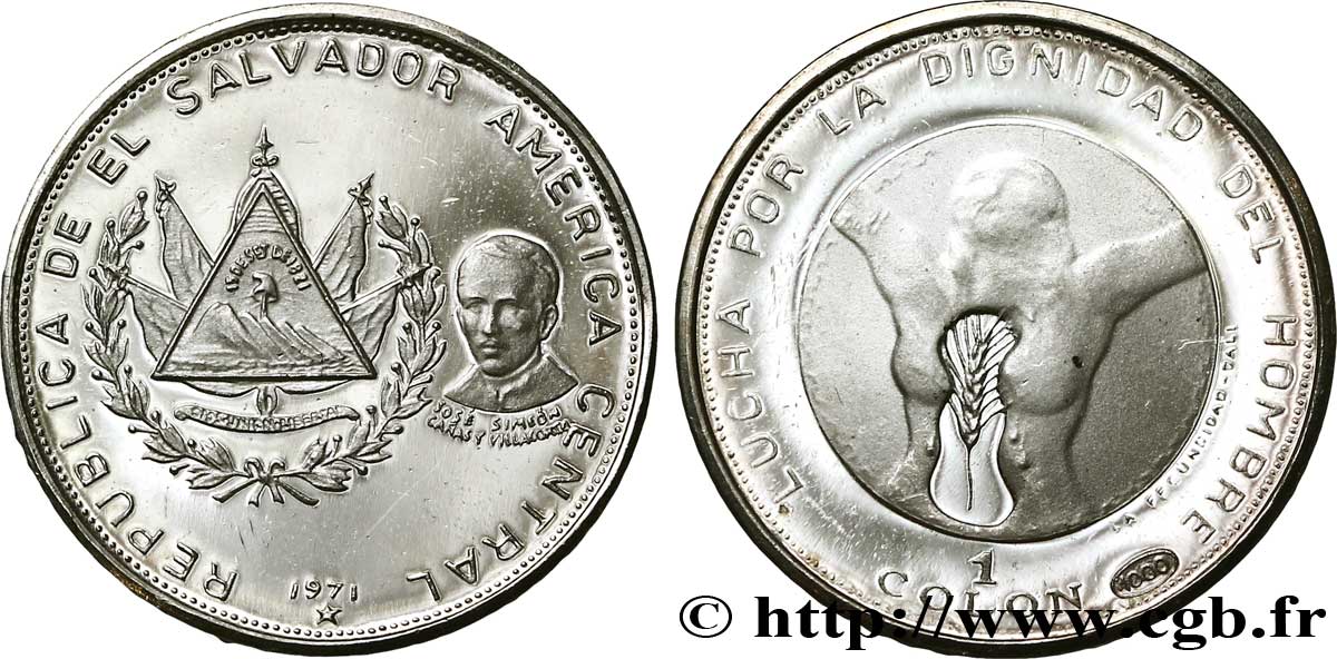 EL SALVADOR 1 Colon 150e anniversaire de l’indépendance 1971 Vereinigte Deutsche Metall MS 