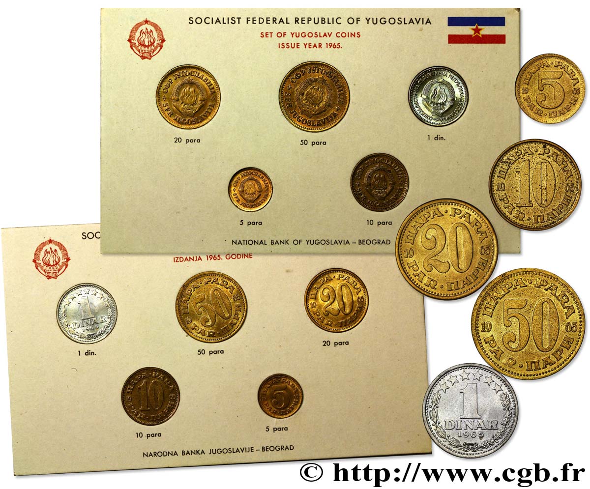 YOUGOSLAVIE Série 5 monnaies 1965  FDC 