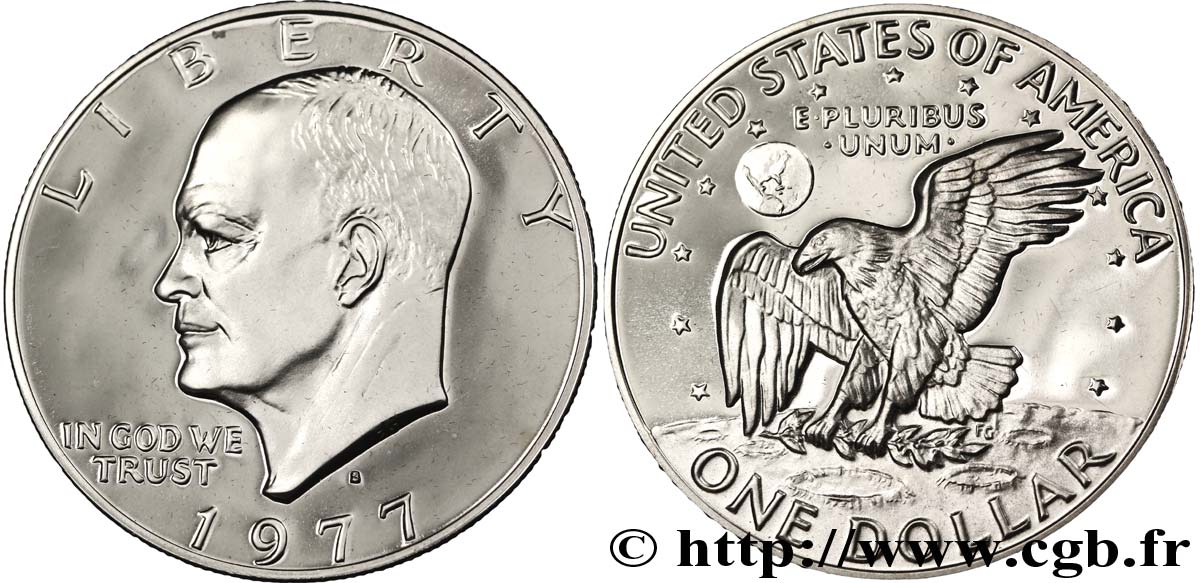 UNITED STATES OF AMERICA 1 Dollar Proof Eisenhower  1977 San Francisco - S MS 