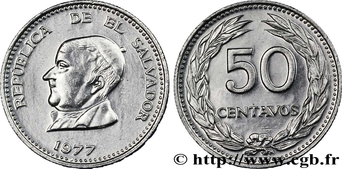 EL SALVADOR 50 Centavos Jose Matias Delgado 1977 British Royal Mint SPL 