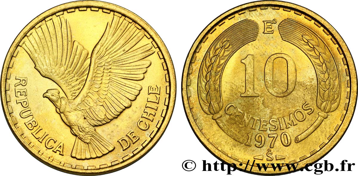 Condor Haute Qualité Pièce de Monnaie Poubelle A Condor 1937 Chile 10 Centavos 