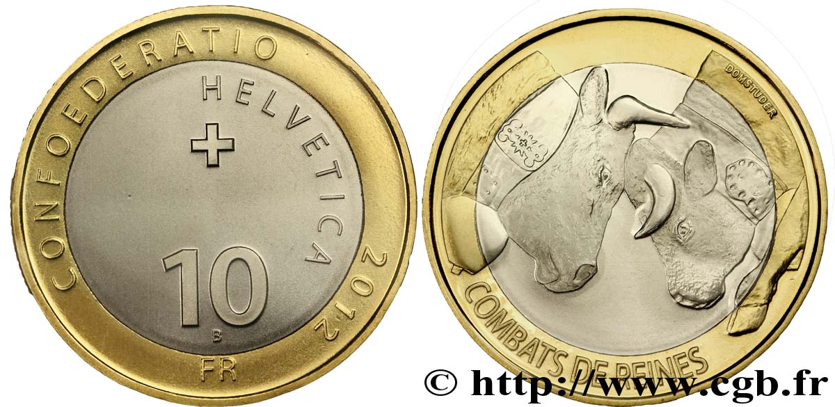 SVIZZERA  10 Francs Combats de Reines 2012 Berne - B FDC 