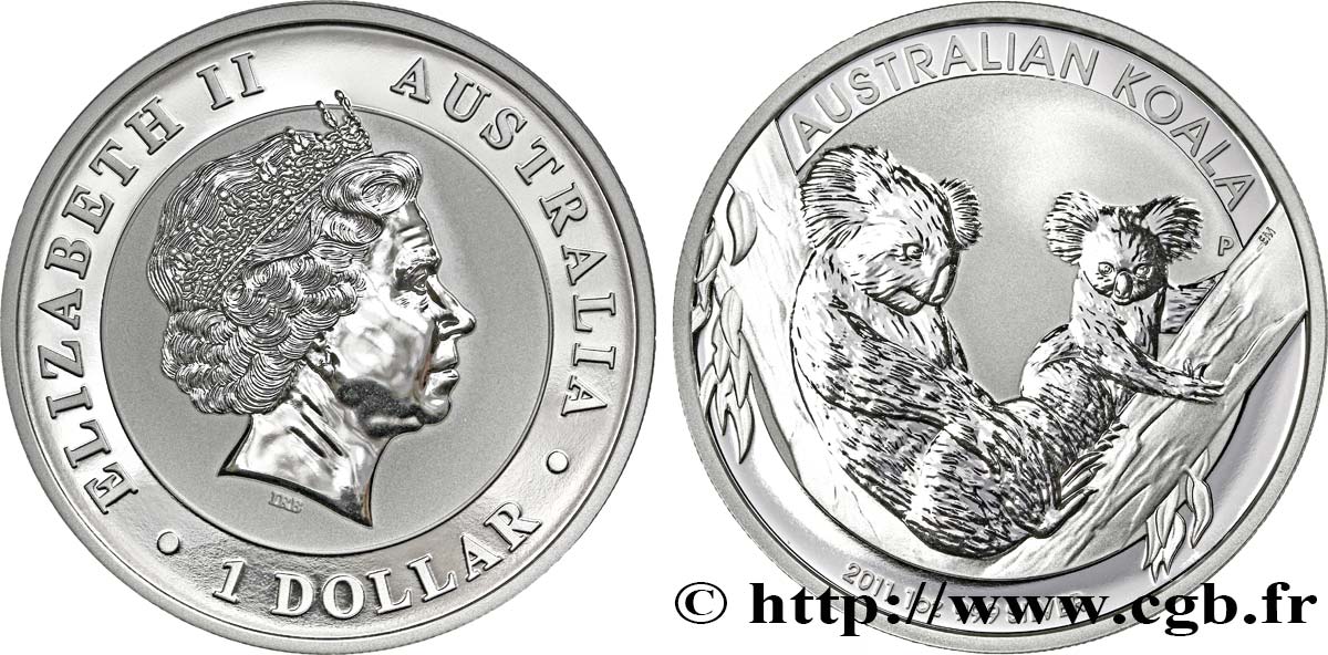 AUSTRALIEN 1 Dollar Koala Proof : Elisabeth II / deux koalas 2011  ST 